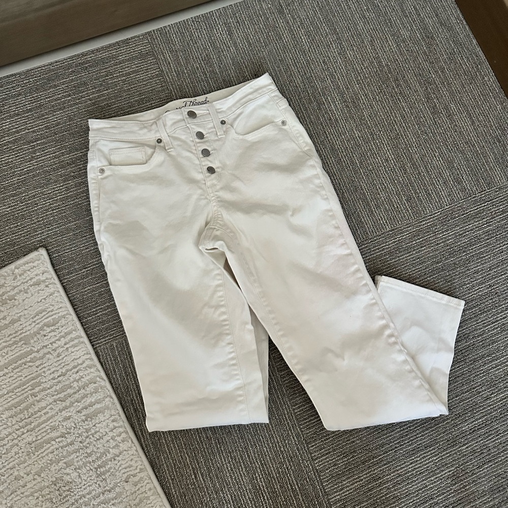 Women’s Cropped High Rise White Jeans